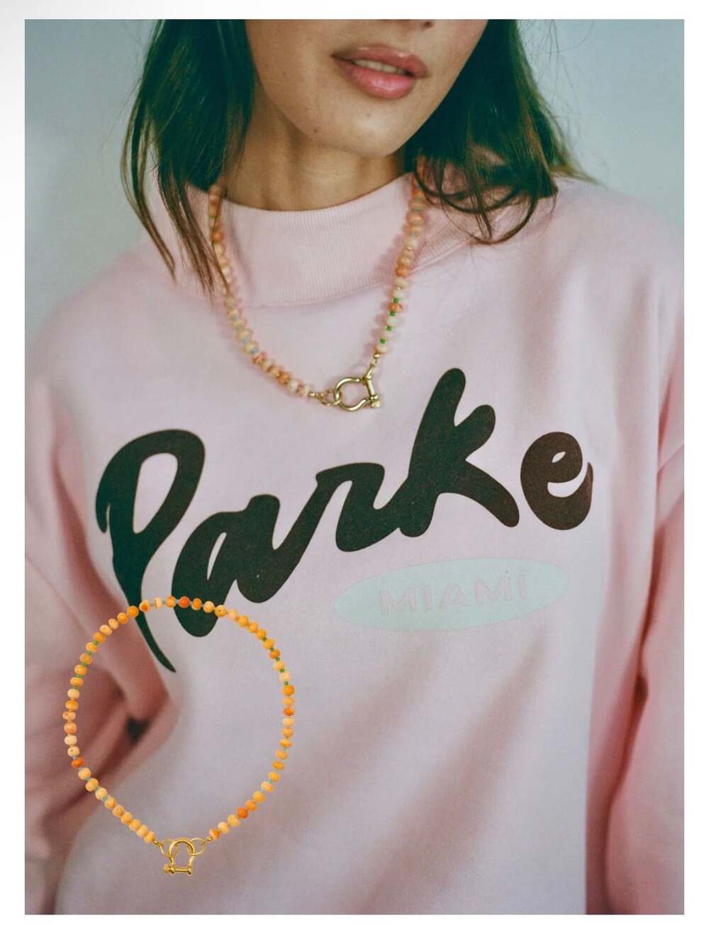 Parke Miami Varsity Mockneck Sweatshirt Size XXL Pink